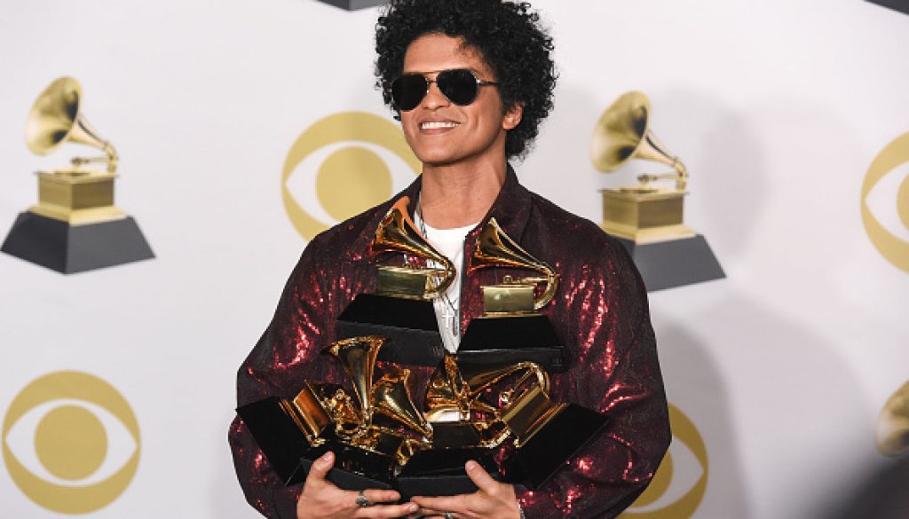 Bruno Mars with Grammy awards