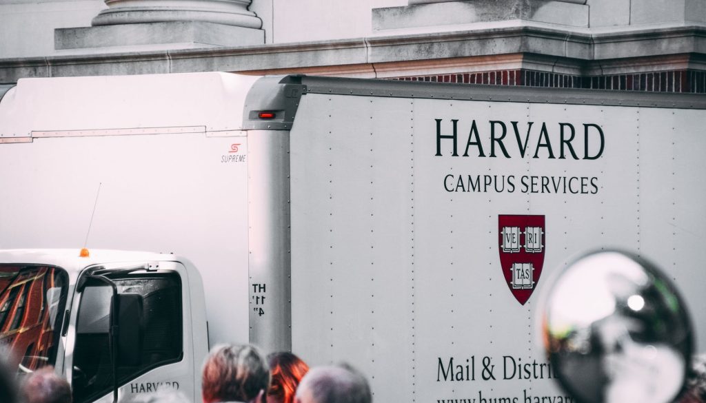 white harvard campus services truck
