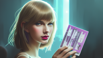 Taylor Swift holding concert tickets