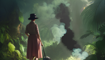 Miss Marple encountering the smoke monster from the TV show Lost