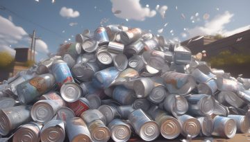A pile of aluminum cans
